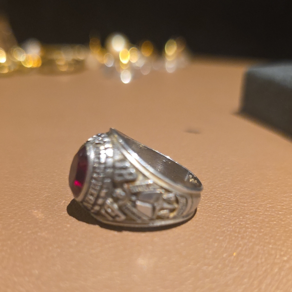 Source Unknown Silver Ring With Vivid Pink Oval S… - image 4